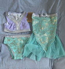 NUEVO Conjunto de traje de baño de 3 piezas falda cola de falda de cola de la Sirenita de los parques de Disney para niñas talla 2