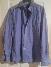 Polo Ralph Lauren Classic Fit Casual Button-Down Shirt Mens Blue Stripes 17