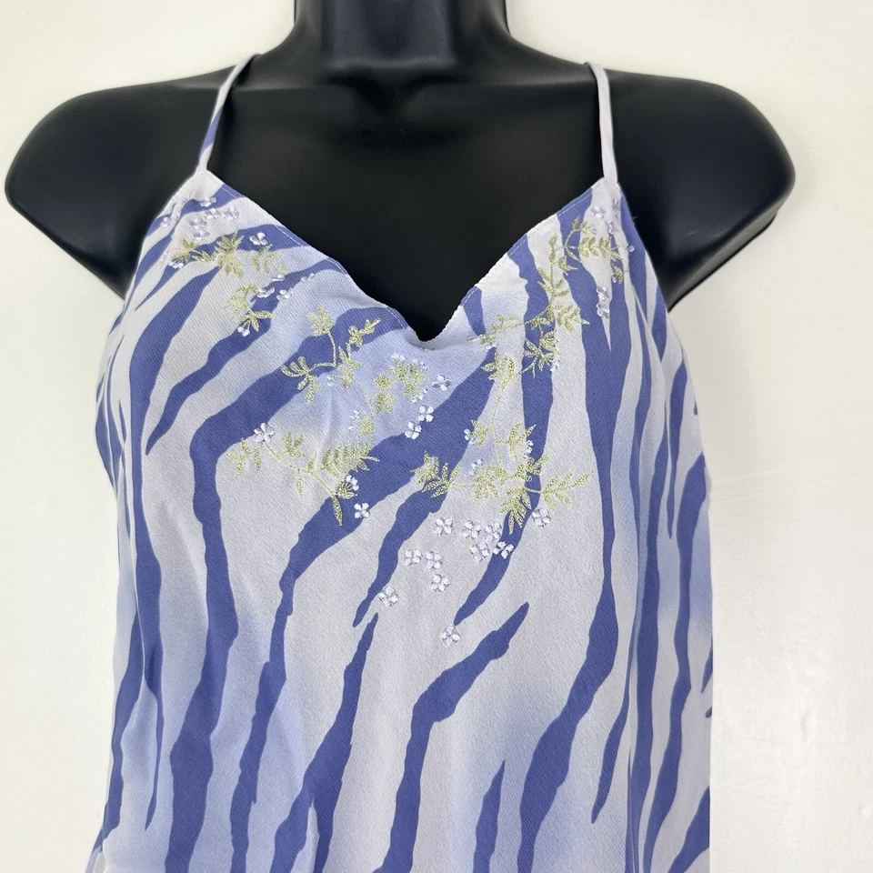 Vestido de Noche Babydoll Natori Bordado Sin Mangas Talla S Estampado de Cebra Foto 3 de 4