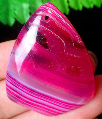 43x34x6mm Rose Stripes Onyx Agate Shield Healing Pendant Bead BQ62979