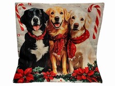 Labrador Dog Trio Holiday Double Sided Christmas Throw Pillow Cover Home Decor