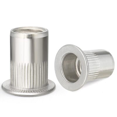 100Pcs M6 Rivet Nut 304 Stainless Steel Rivnut Threaded Insert Nut, Knurled B...