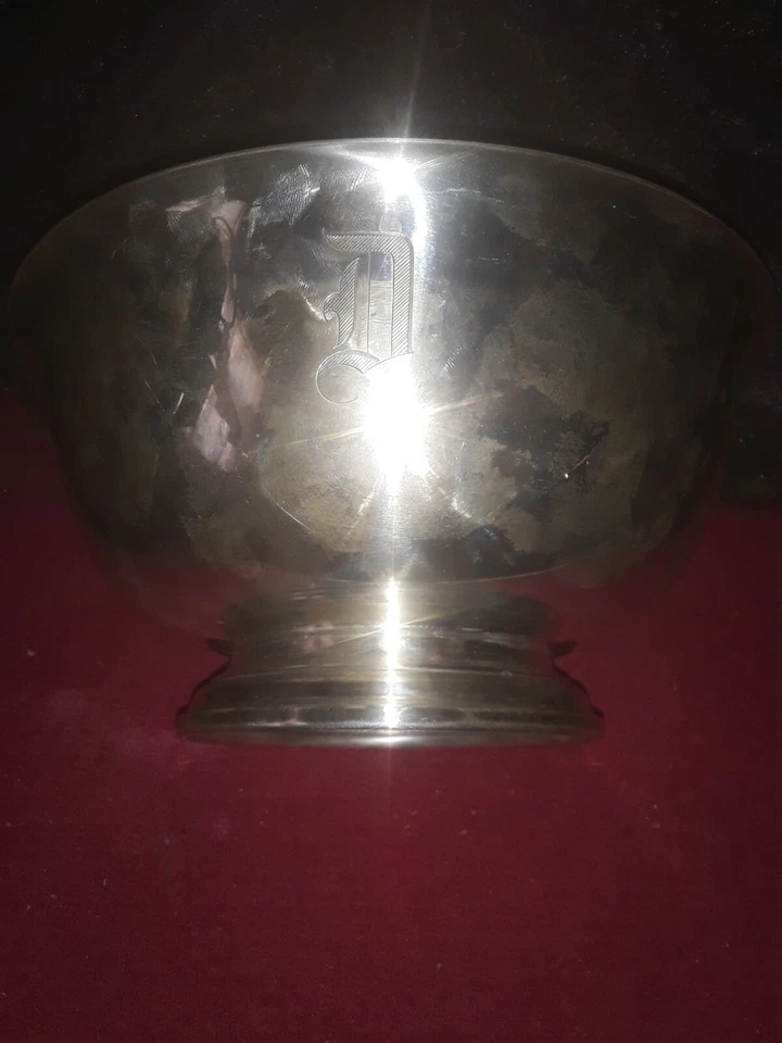 Cuenco de plata esterlina International Silver Co. Paul Revere D261 con monograma "D" Foto 4 de 4