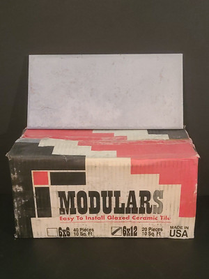 Vintage Modulars (BOX OF 13) 6'' X 12'' Glazed Ceramic Tile LIGHT GRAY TEXTURED