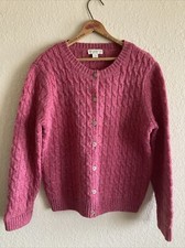 Appleseeds Wool Cable Cardigan Sz PM Pink Mauve
