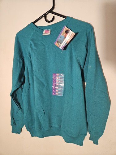 VINTAGE Womens Hanes Her Way Blank Green Crewneck Sweatshirt Size L NWT NEW