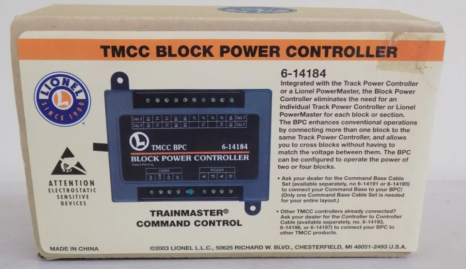 LIONEL TRAINS TMCC Block Power Controller Item #6-14184 (C) Boxed - Image 4 of 4