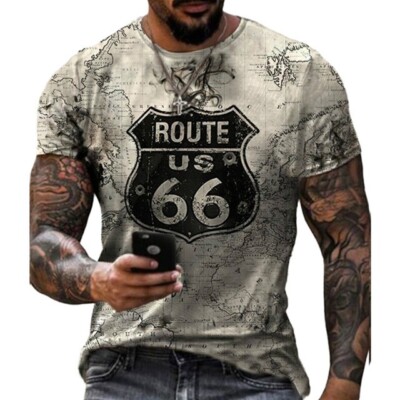 ROUTE US 66 American flag Flagge T-Shirt shirt Muskelshirt Kostüme Polyester