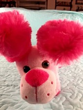 VALENTINE'S DAY ANIMATED PLUSH PINK DOG PLAYS "TREASURE" EARS TAIL WIGGLE 14.5"