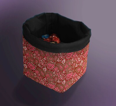 Red Paisley Dice Bag, D&D Dice Pouch, Treasure Nest Bag, Board Game Tile Bag
