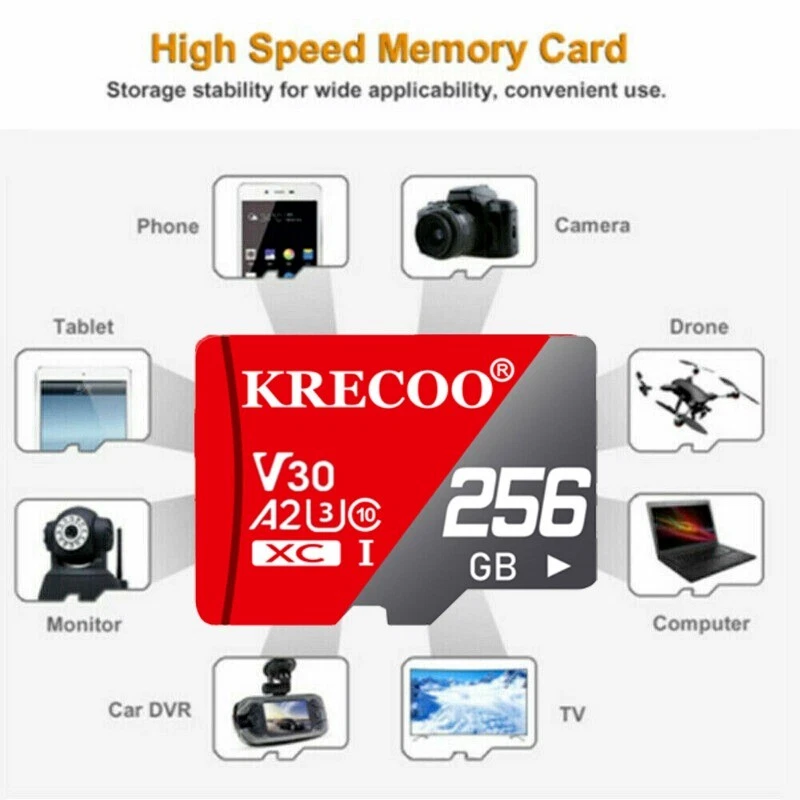 256GB микро памяти SD-карта 10 быстрый 4K флэш TF-карта с адаптером и автомобиля и камеры США - Изображение 3 из 4