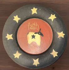 Primitive Rustic Wood Sheep Hanging Wall Plate-Americana Folk Art 12”