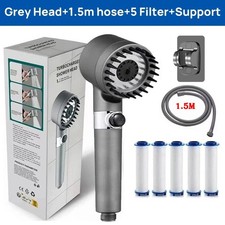 High Pressure Shower Head 4 Modes Handheld Massage Powerful Water Flow 1.5M Hose