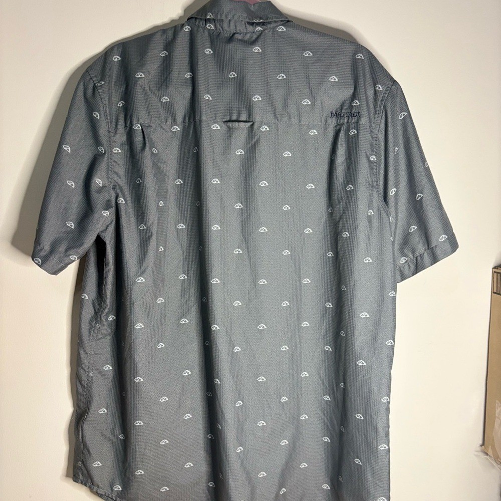 Marmot Gray Patterned Casual Button Down Shirt Li… - image 6
