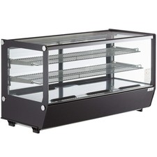48" Black Refrigerated Square Countertop Bakery Display Case with LED Lighting