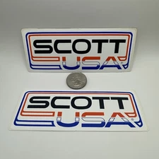 LOT OF 2 Vintage Scott USA Decal Goggle Motocross AHRMA Bumper Sticker 2" x 5"
