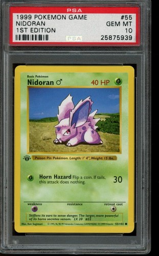 Nidoran ♂ (1st Edition) graded PSA 10 for sale on eBay