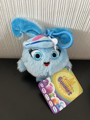 Sunny Bunnies glänzend weich Plüsch Schlüsselclip Taschenanhänger neu mit Etikett