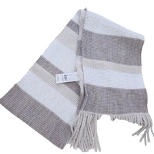 NEW NY & Co Stripe Scarf Neutral Tan Beige Coastal Grandma