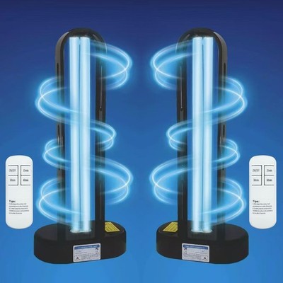 2 Pack 38W UVC Light for Mold & Dust Mites - UV-C Lamp with Timer for Indoor Use