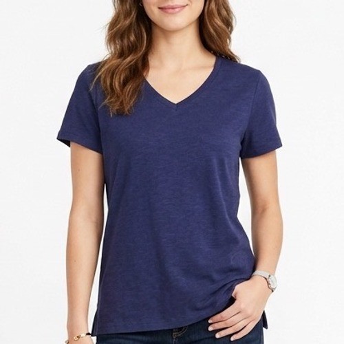 Charter Club Intimates Sleepwear Top Womens M Blue V-Neck Short Sleeve Pullover