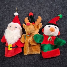 Christmas Finger Puppets Lot Santa Snowman Reindeer 8" Tall Imaginative Play