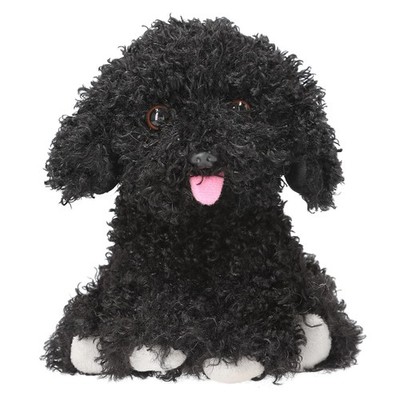 Depesche 13515 - Knuffel hond in zwart, ca. 16 cm hoog pluche knuffel met gekrul
