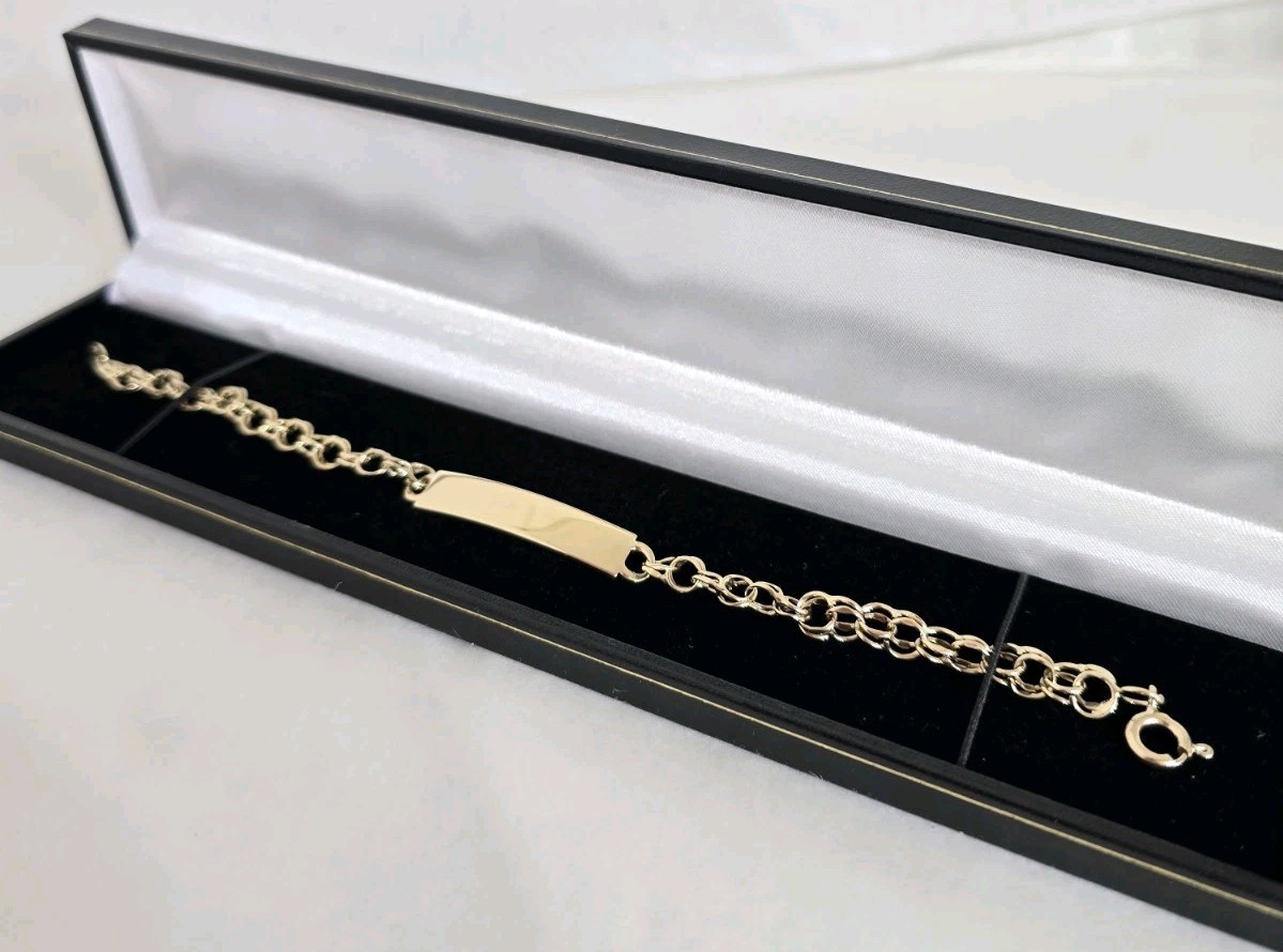 9ct Solid Yellow Gold ID ( Identification ) Brace… - image 1