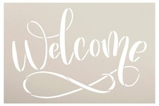 Reusable Welcome Script Stencil Template for DIY Farmhouse Wall Art by Stenci