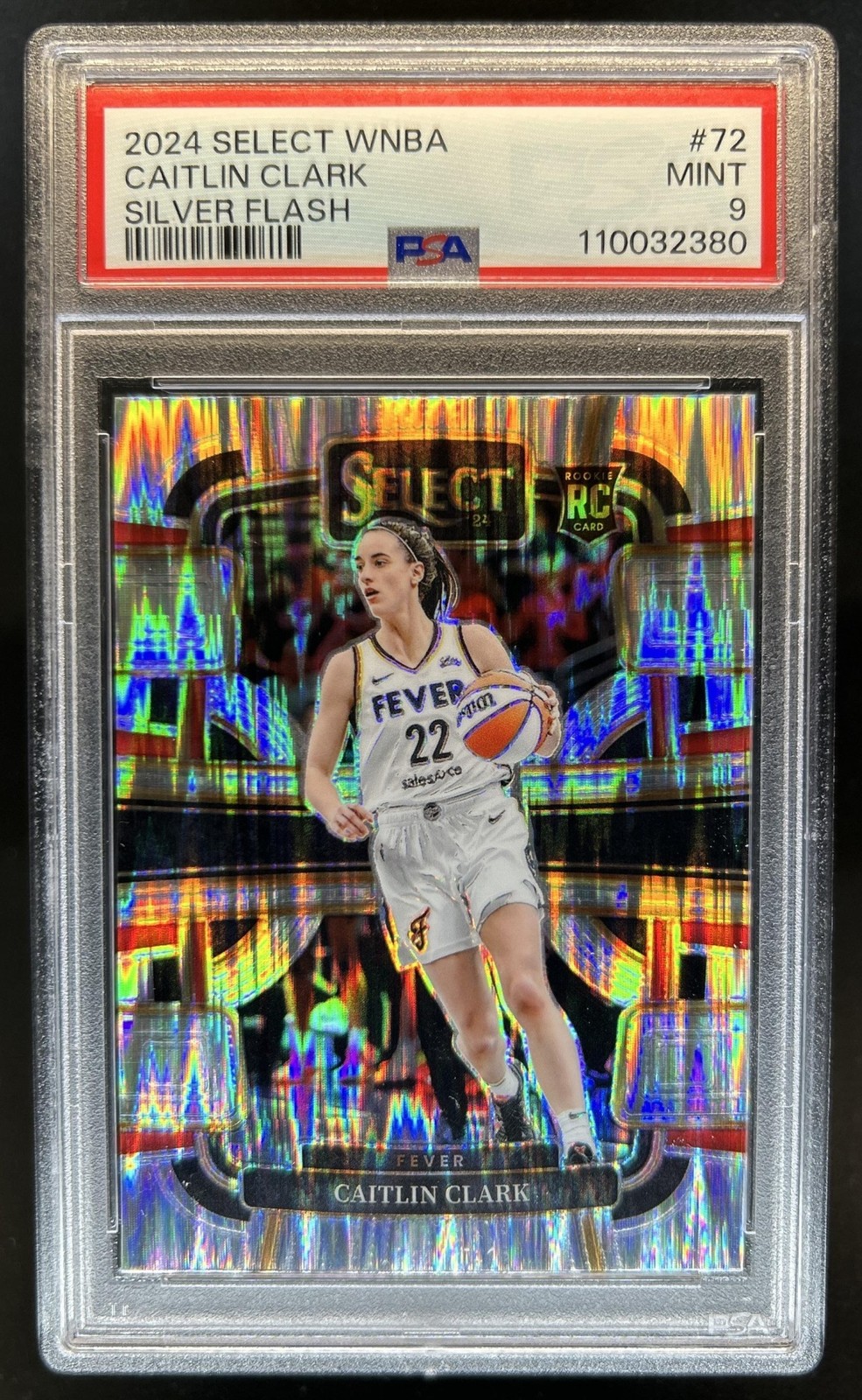 2024 Panini Select WNBA Caitlin Clark RC Silver Flash Prizm Concourse #72 PSA 9