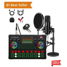 Podcast Equipment Bundle, 48V XLR Podcast Microphone Bundle, Voice Changer wi...