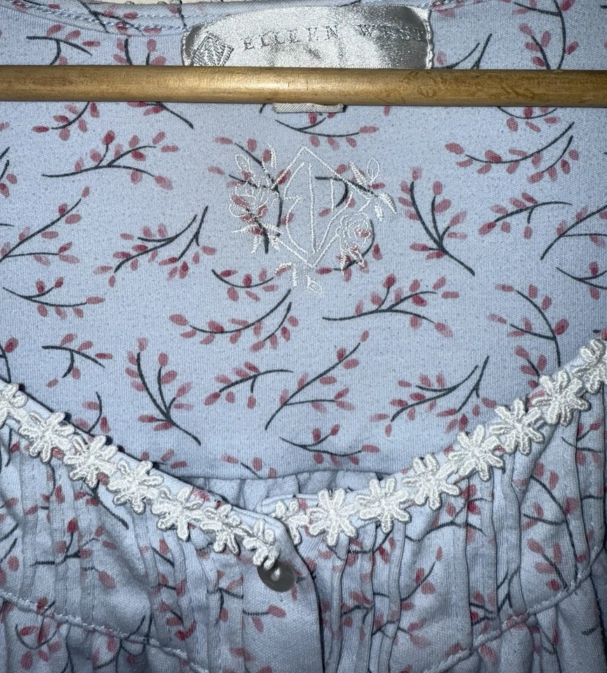 Eileen West 长袖芭蕾舞长度花卉睡衣棉质汗布针织尺寸 1X  — 第 3/4 张图片