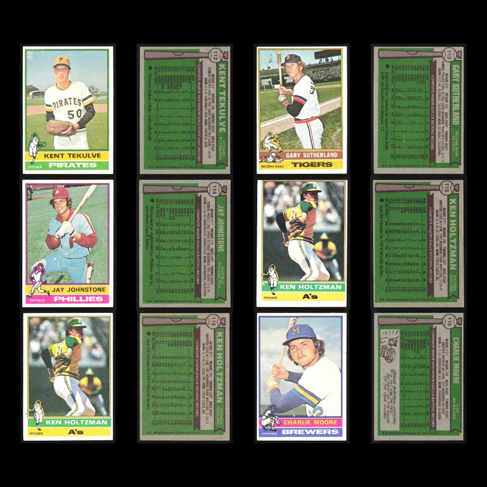 1976 年 Topps 批量 50 张老式棒球卡经销商批量套装 Builder Commons 状况极佳 MLB — 第 3/4 张图片