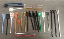 26 Vintage Swizzle Sticks Spoons IL Central RR Playboy Glenmore Kentucky Tavern