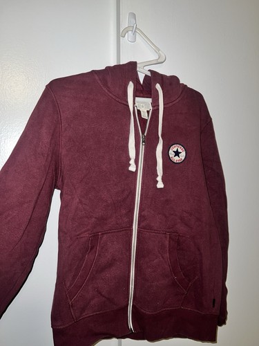Men’s Converse All Star Burgundy Hoodie Zip-Up Sweatshirt Chuck Taylor Size L - Picture 4 of 5