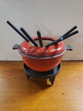 SWISSMAR  Orange Cast Iron Enamel Fondue Pot ...