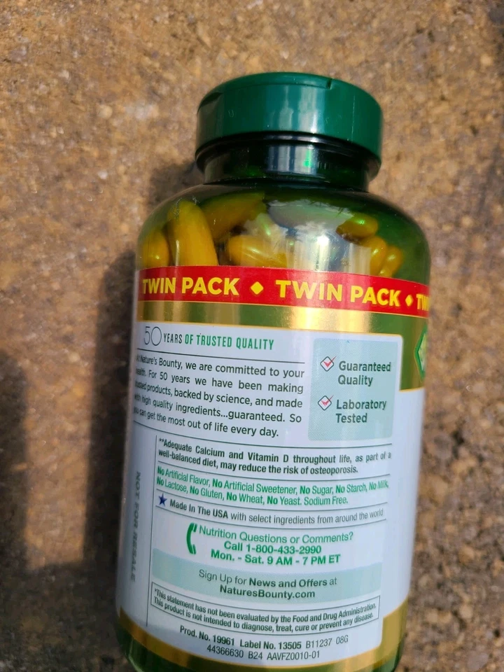 ✅️ Lote de 2 cápsulas blandas Nature's Bounty calcio 120 mg caducidad 10/2027 Foto 2 de 4