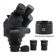 Continuous Zoom Trinocular Head 3.5X 7X 45X 90X Stereo Microscope WF10X Eyepiece