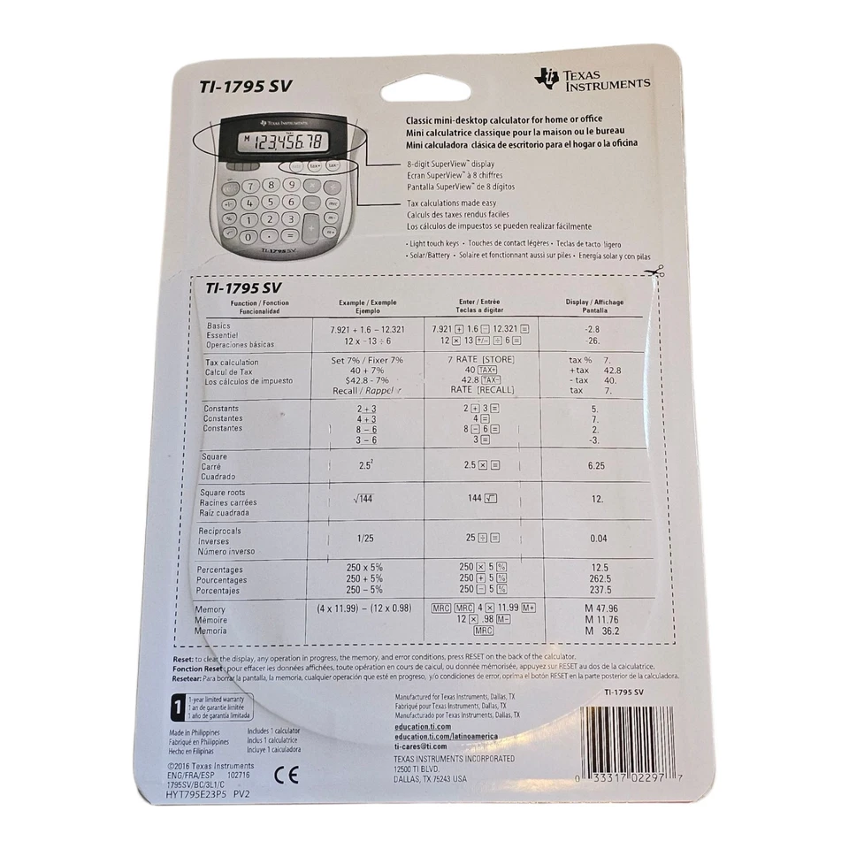 Texas Instruments TI 1795 SV Classic Mini Desktop Calculator For Home Or Office - Image 2 of 2