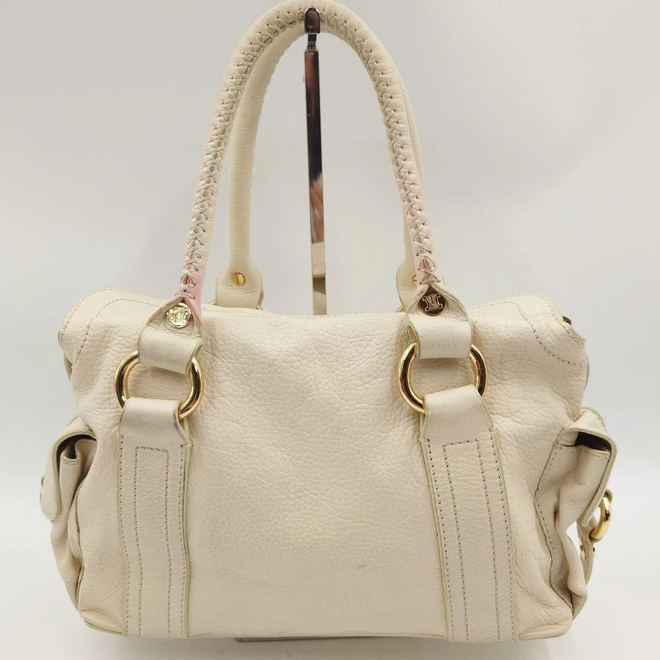 Auténtico bolso de mano CELINE bolso boogie cuero blanco Foto 2 de 4