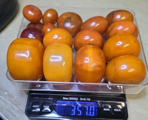 Bakelite Rondelle Bead Lot • 357 Grams • Marbled Translucent Butterscotch Yellow