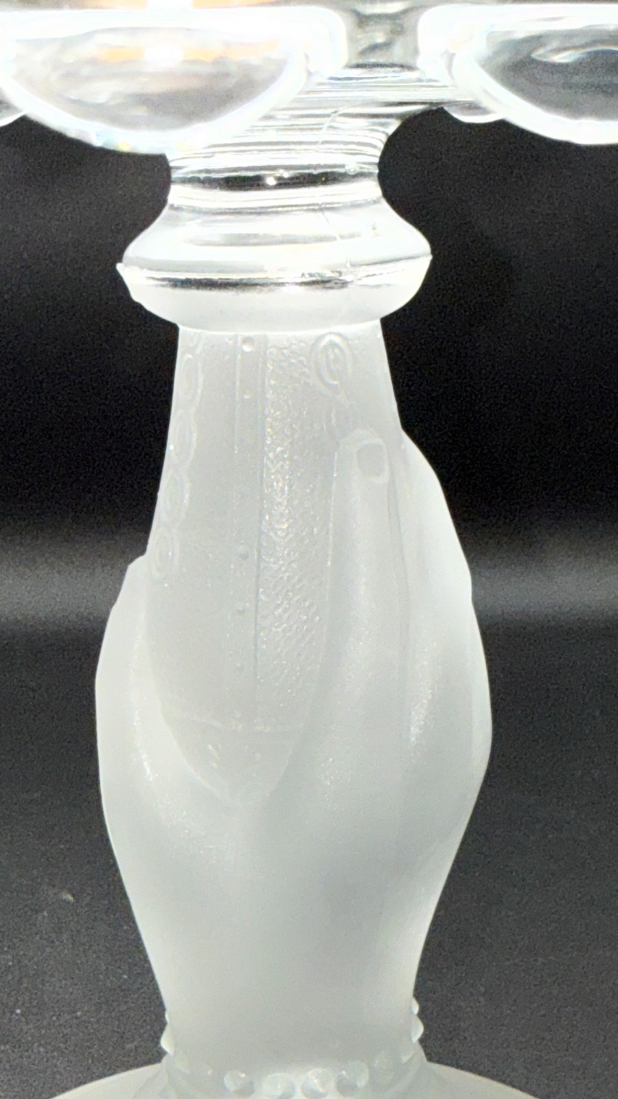 CAKE PLATE STAND Hobbs Brockunier TREE OF LIFE  w/FROSTED HAND Pedestal EAPG