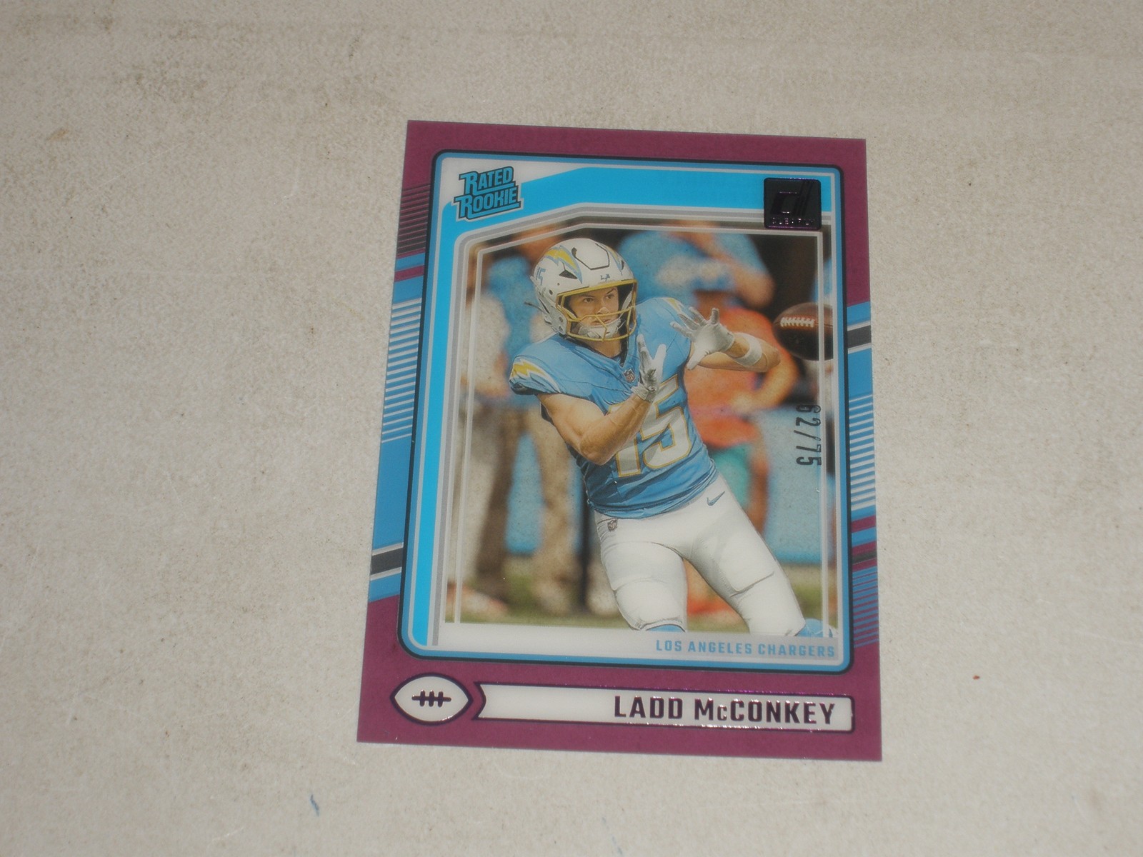 2024 Panini Clearly Donruss Rated Rookie Purple #68 Ladd McConkey 62/75 RC