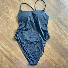 Victoria's Secret Black Solid One-Piece Swimsuit Spaghetti Strap Lined Size M