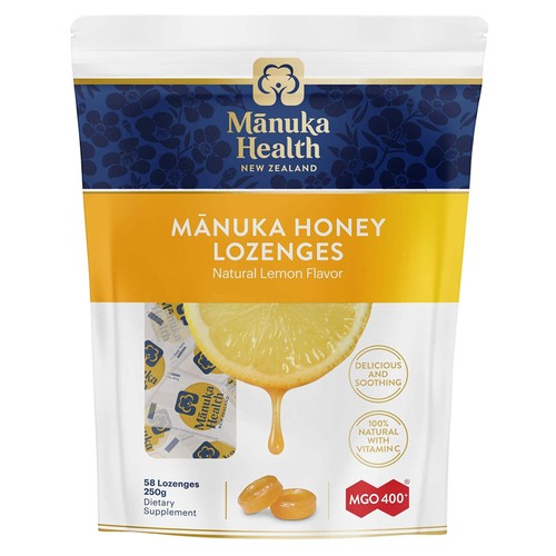 Manuka Health MGO 400+ Manuka Honey Drops with Lemon – 250g Pouch