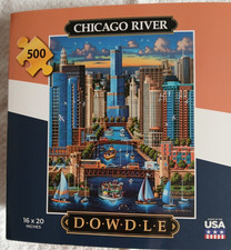 DOWDLE CHICAGO RIVER 500 PIECE PUZZLE, NEW 16"X20" MADE IN THE USA