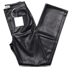 Pistola Cassie Straight High Rise Faux Leather Pants 25 Slate Black 218 NWT