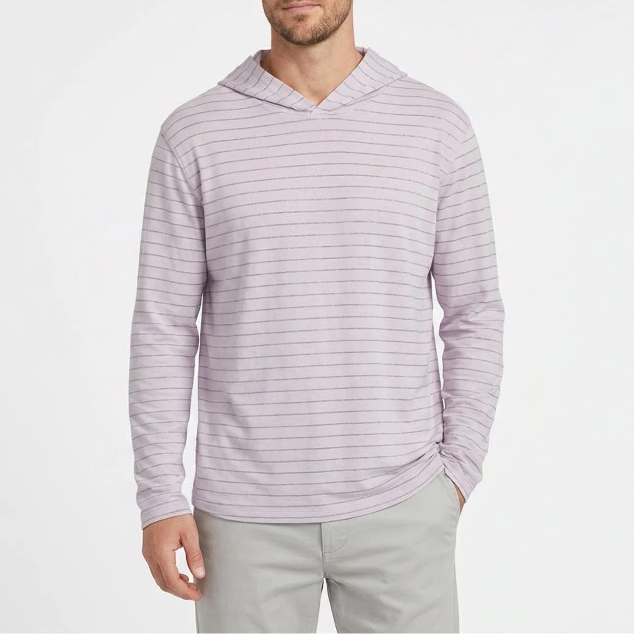 VRST Mens XXL Essential Hoodie Misted Lilac Feeder Stripe UV Protection