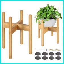 Adjustable Bamboo Plant Stand Set - Fits 8-12 Inches Pots, Strong & Stylish