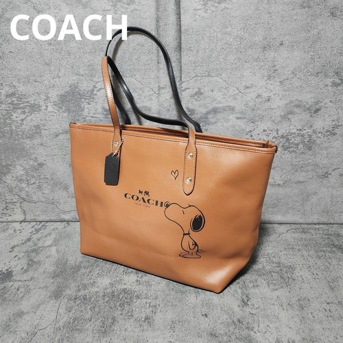 COACH Peanuts Collaboration Snoopy Tote Bag Leather Bag | eBay